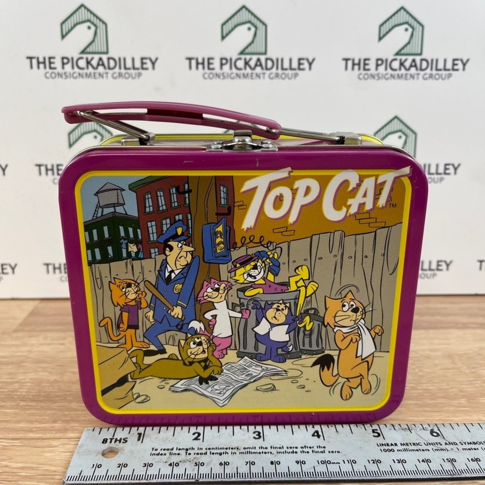 Top Cat Hanna-Barbera Vintage 1999 Mini Tin Lunch Box Purple Yellow Series 1